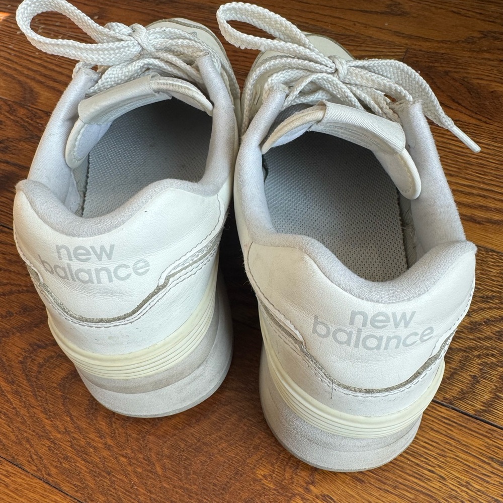 New Balance White Sneakers 574+ Platform - Picture 2 of 9
